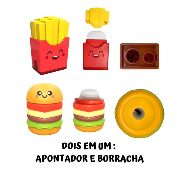 Apontador c/ Borracha Lanches TRIS