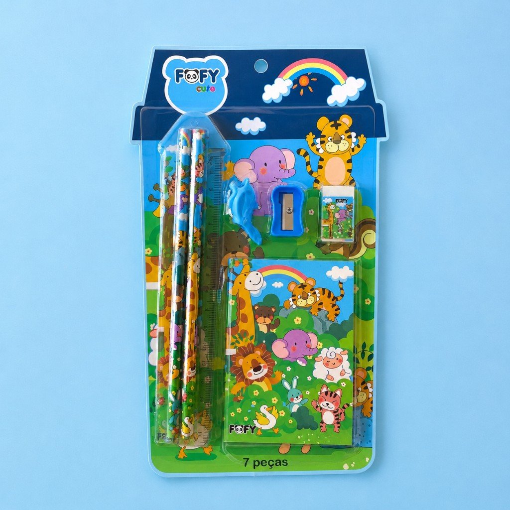 Kit Animais Felizes 7 Peças - FOFY - BLISTER