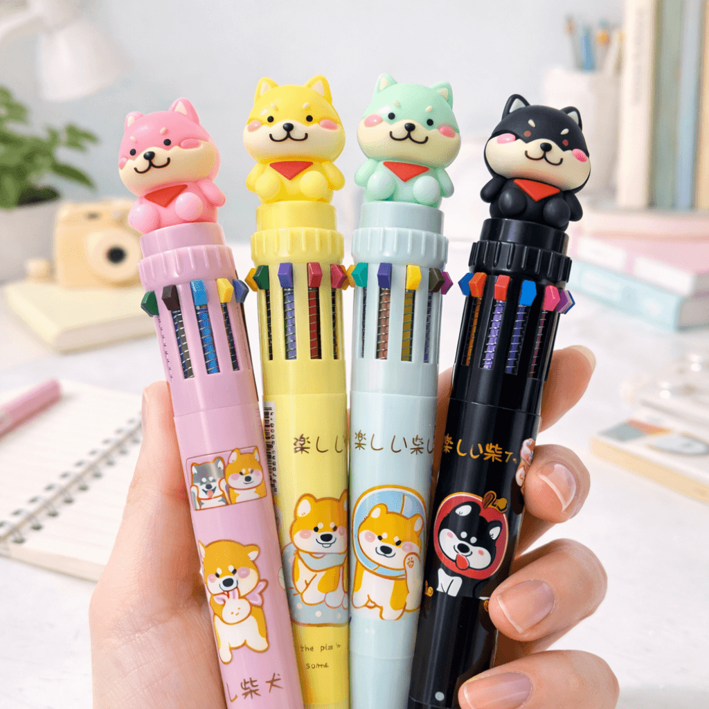 Caneta 10 Cores Cachorrinho Shiba - IMPORTADO - UND