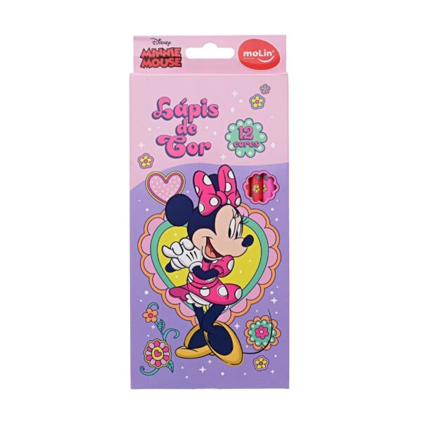 Lápis de Cor Minnie Mouse 12 Cores MOLIN - BLISTER