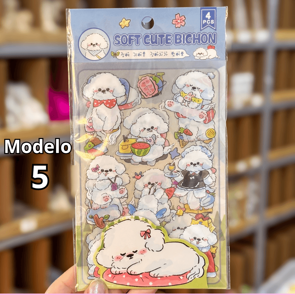 Pacote c/ 4 Cartelas Adesivo Cachorrinho Cute - IMPORTADO - UND