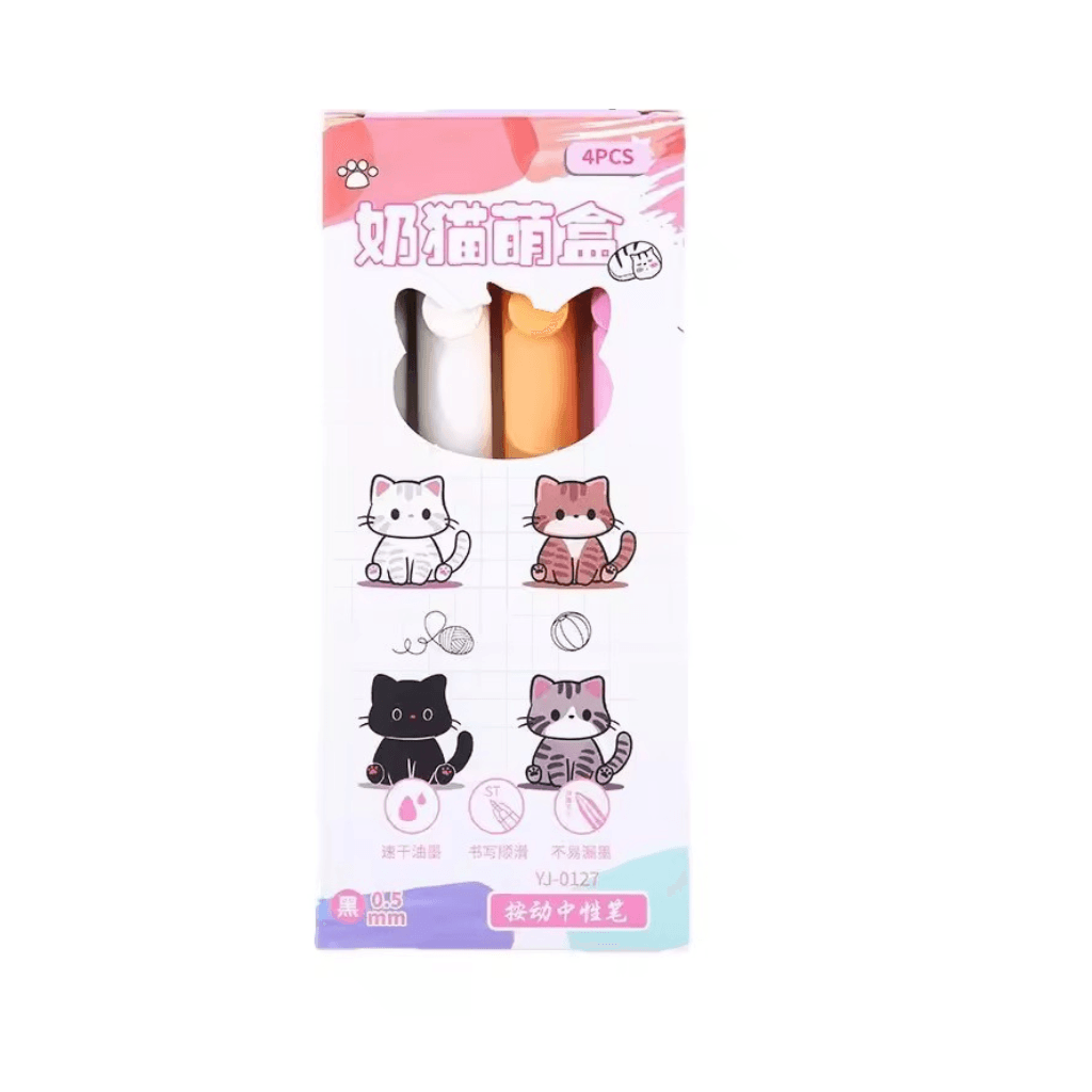 Caneta Gel Retrátil Premium 0.5 mm Gatinho Cat - IMPORTADO - CX 4 UND
