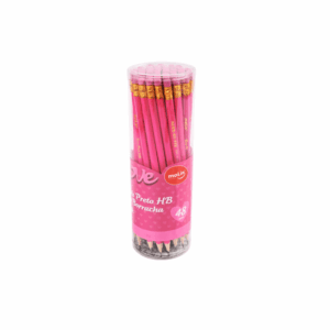 Lápis Preto Hb c/ Borracha Love Pink Molin - Pote 48 Und