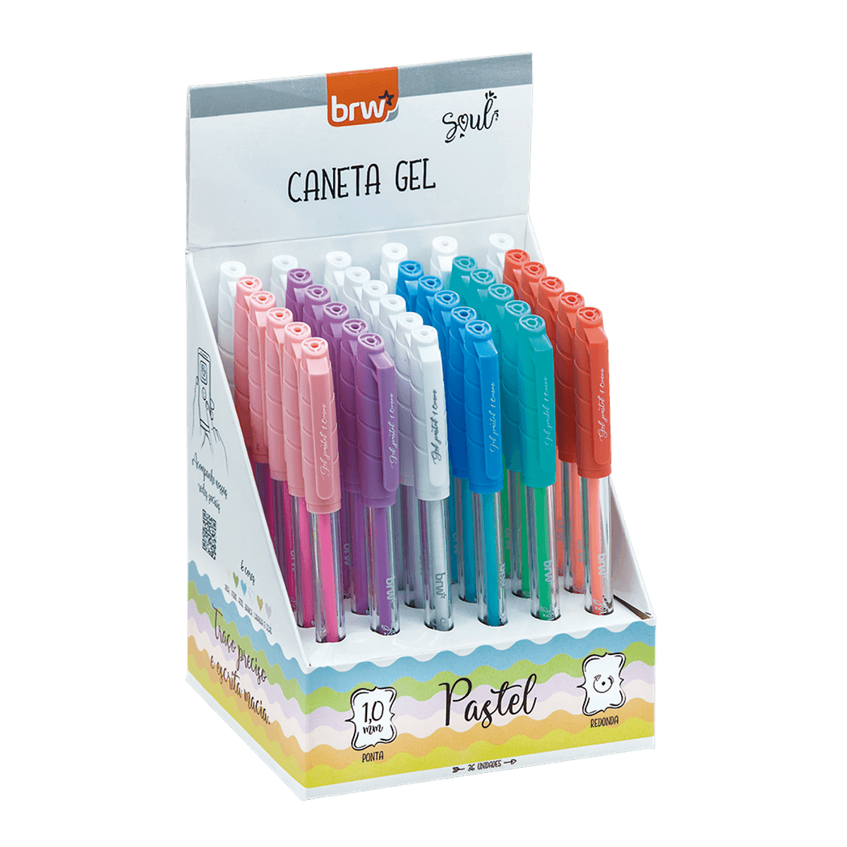 Caneta Esferográfica Gel Pastel 1.0mm - BRW - 6 UND
