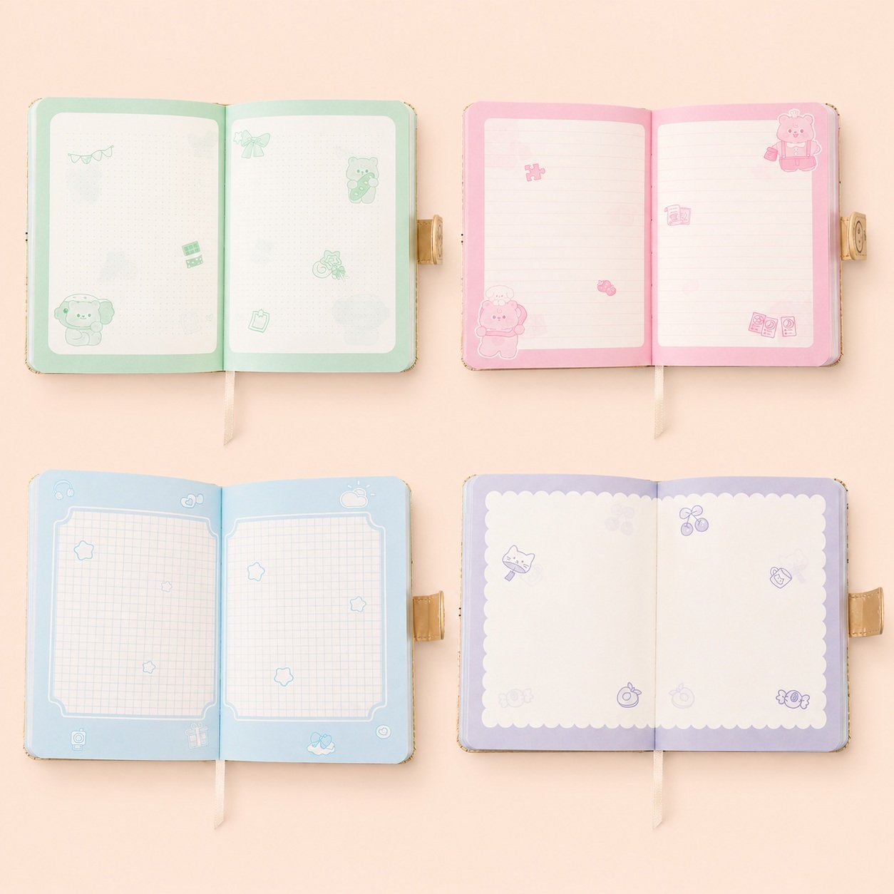 Caderno LUXO c/ Fechamento Ursinhos 10,3x13,7cm - IMPORTADO - UND