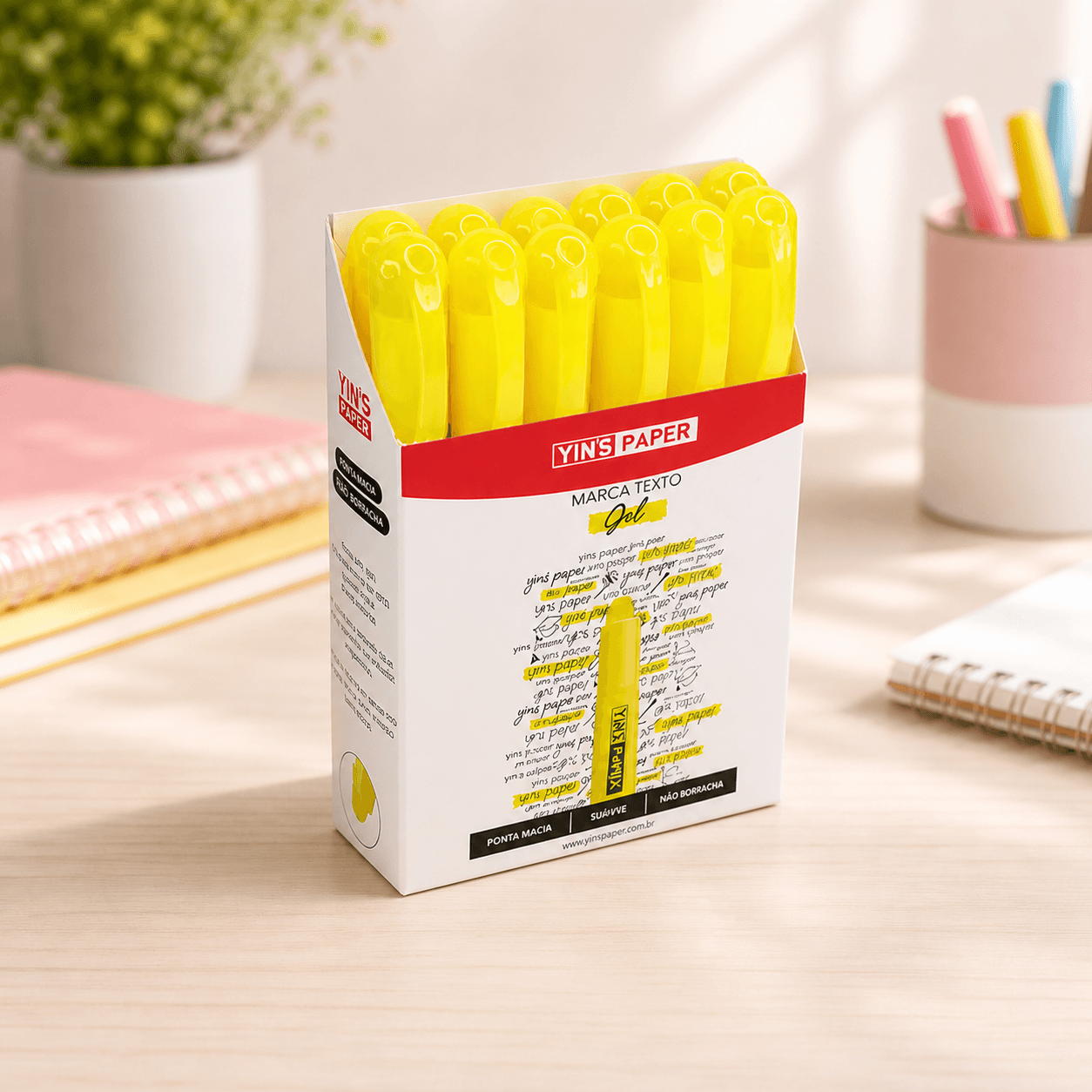 Marca Texto em Gel Amarelo - YINS PAPER - UND