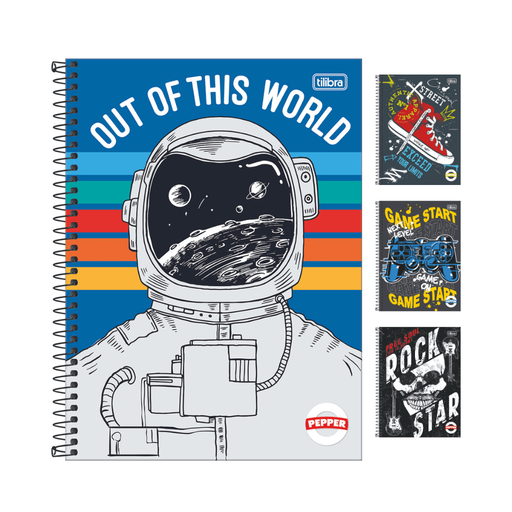Caderno Universitário Espiral 10M 160 fls PEPPER MASCULINO - TILIBRA - UND