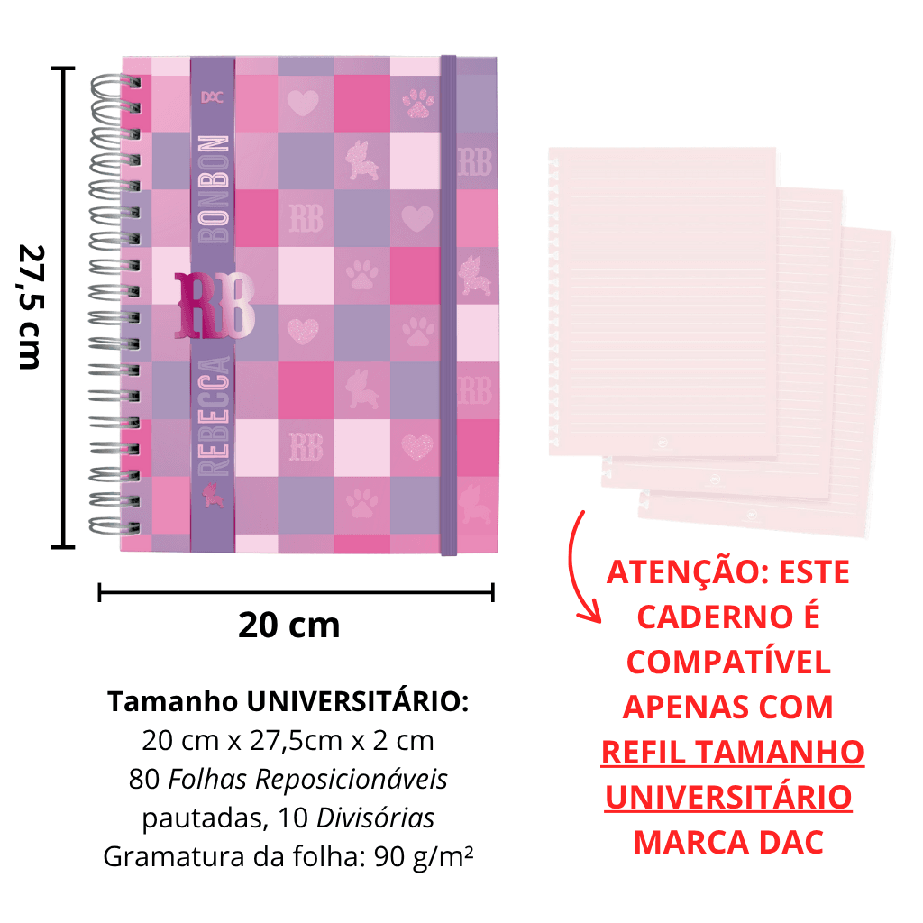 Caderno Smart Universitário 10 Divisórias Rebecca Bonbon 80 fls - DAC