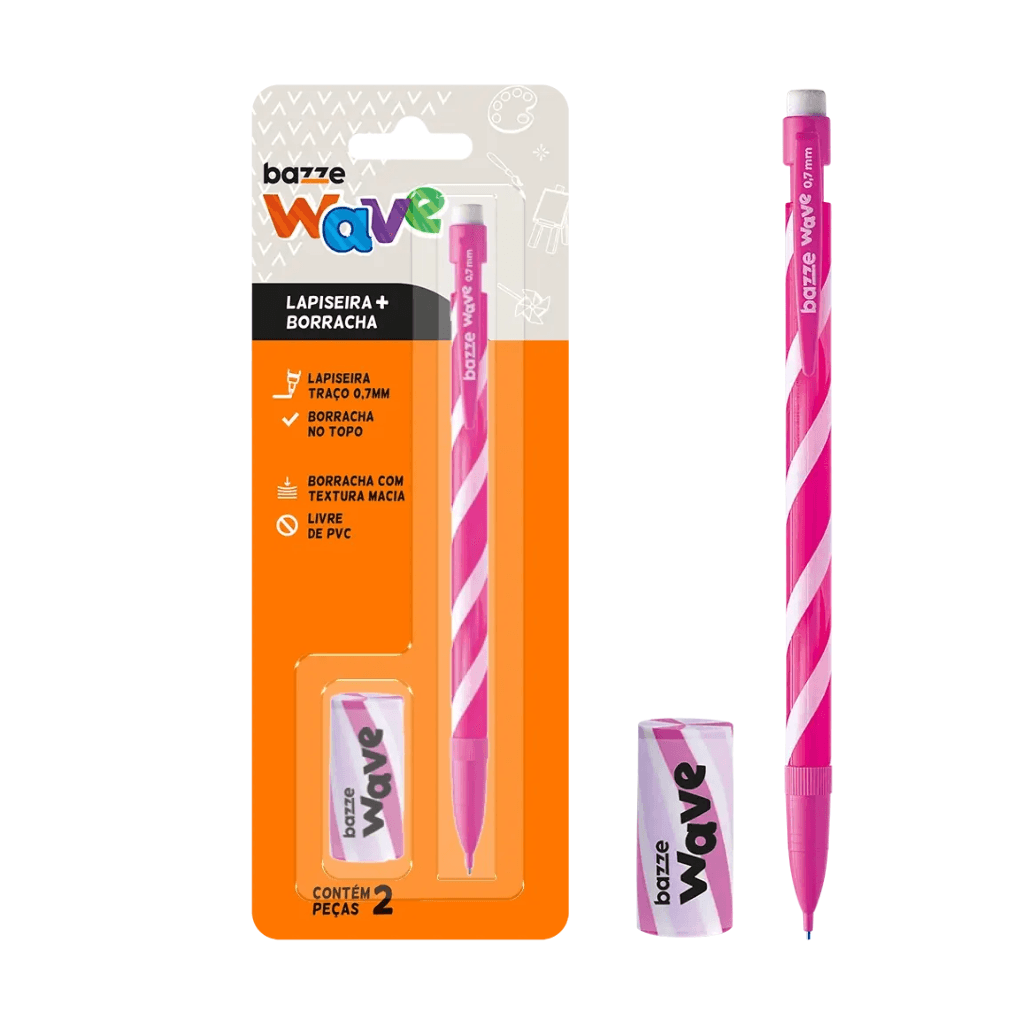 Kit Escolar 2 Peças Lapiseira + Borracha - TRIS BAZZE - BLISTER