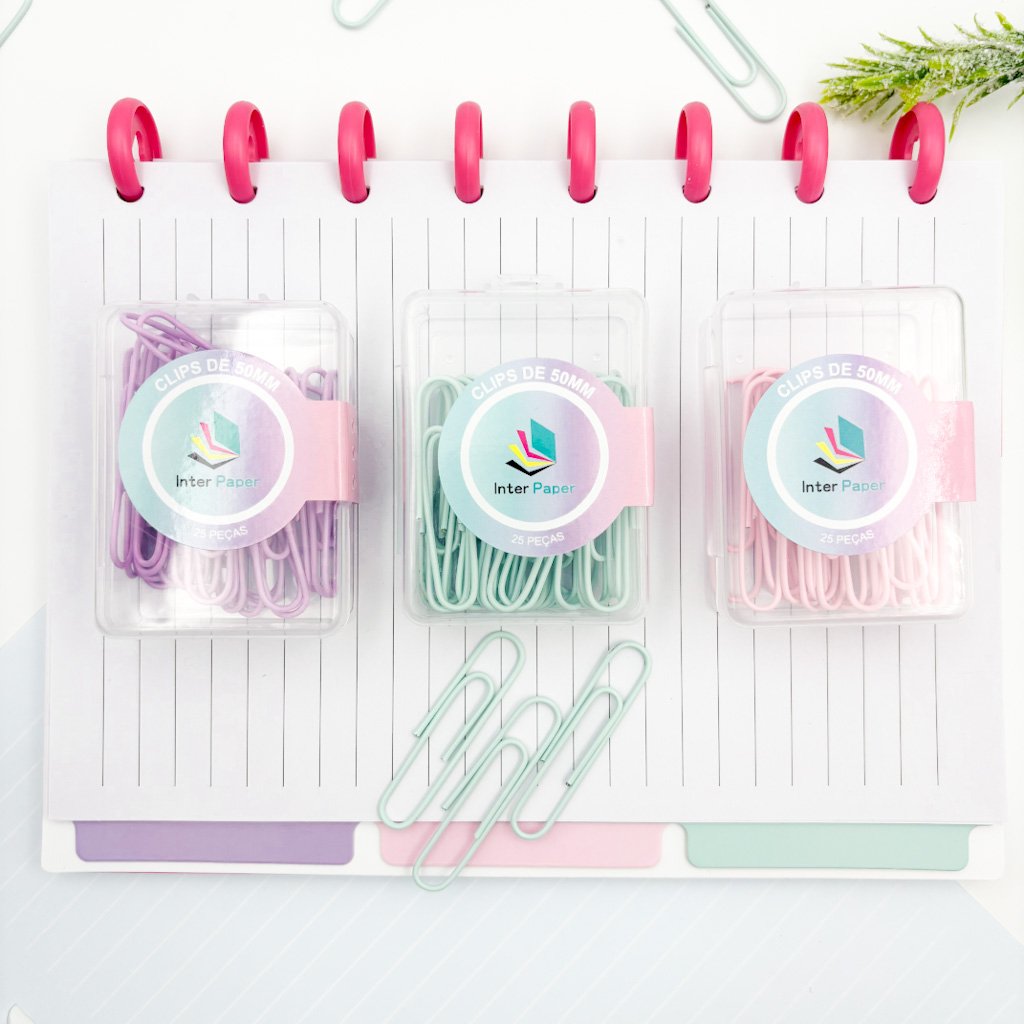 Clips Metal Colorido 50mm 25 Und - IMPORTADO - CAIXINHA