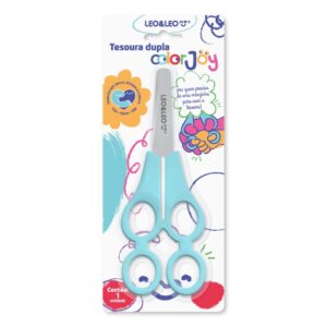 Tesoura Escolar Dupla TANDEM Color Joy LEO E LEO - BLISTER