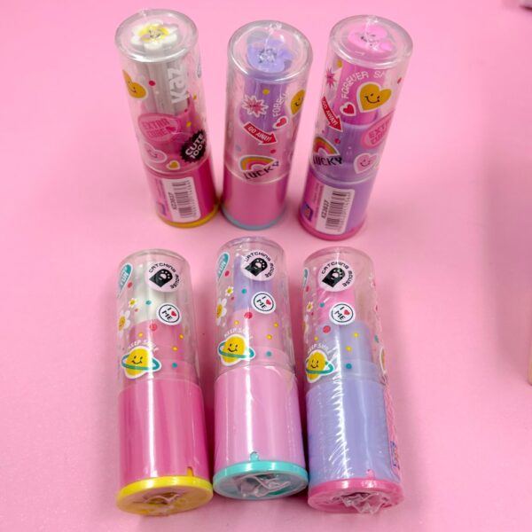 Apontador Coletor c/ Borracha Lipstick Batom  KAZ - KIT 6 UND