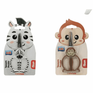 Tesoura Escolar 12 Cm Bichinhos Fofos KAZ - BLISTER