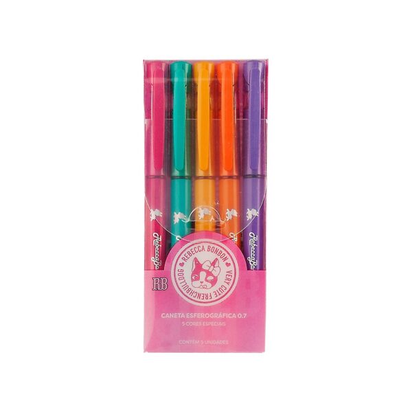 Caneta Esferográfica 0.7mm Rebecca Bonbon 5 Cores - SKYPAPER - BLISTER