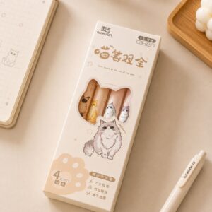 Kit Caneta Clic Premium Lovely Gato 4 UND - IMPORTADO - BLISTER