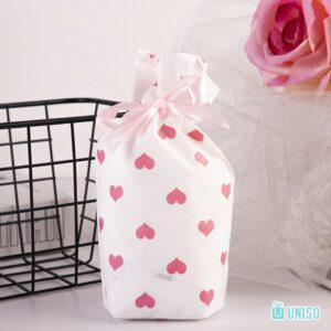Embalagem Saco Presente c/ Fita Coração 15x23cm -  UNISO - PACOTE 10 UND