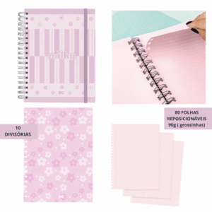 Caderno Smart Universitário 10 Divisórias Milky 80 fls - DAC