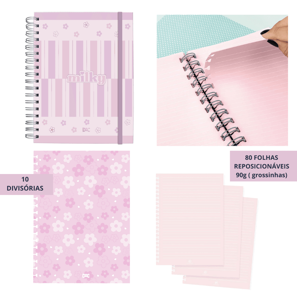 Caderno Smart Universitário 10 Divisórias Milky 80 fls - DAC