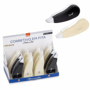 Corretivo em Fita Preto e Off White 5mmx3m BRW - UND
