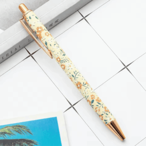 Caneta Premium Metálica Retrátil Floral - IMPORTADO - UND