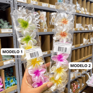 Presilha Piranha Flor Metalizada Gold  6 cm - IMPORTADO - PACOTE 6 UND