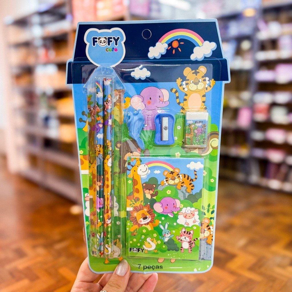 Kit Animais Felizes 7 Peças - FOFY - BLISTER
