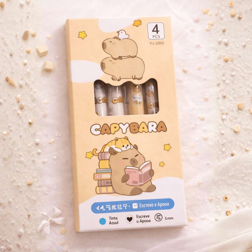 Caneta Gel Apagável Retrátil Premium 0.5 mm Capivara - IMPORTADO - BLISTER 4 UND