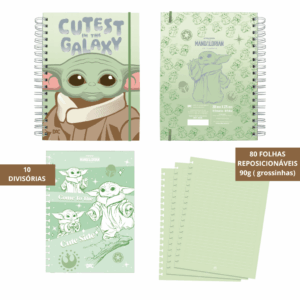 Caderno Smart Universitário 10 Divisórias Yoda Star Wars 80 fls - DAC