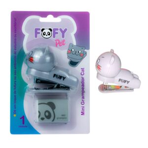 Mini Grampeador Cat + cx grampo - FOFY - BLISTER 1 UND