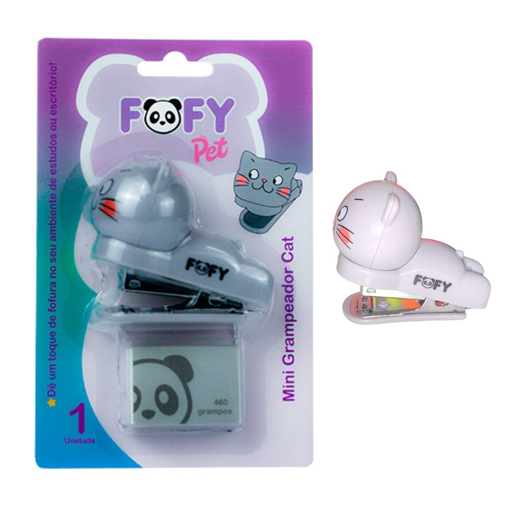 Mini Grampeador Cat + cx grampo - FOFY - BLISTER 1 UND