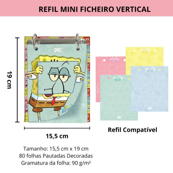 Refil Porta Fichas Mini Fichário Vertical Bob Esponja DAC