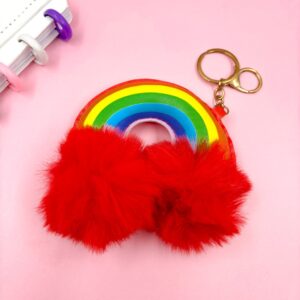 Chaveiro Premium Arco iris Pompom - Pacote 3 Und