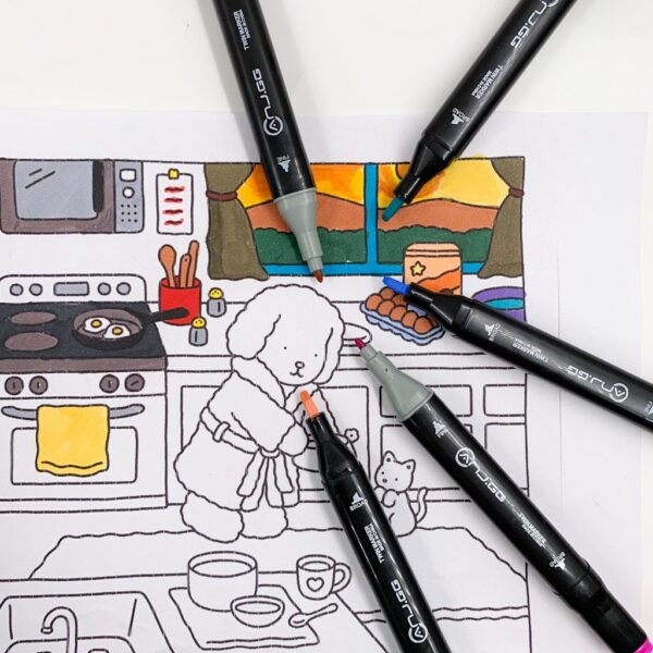 Caneta TOUCH Marcador Ponta Dupla PARA COLORIR - MALETA 60 CORES
