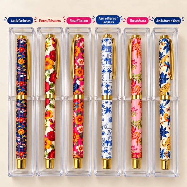 Caneta Luxo Metálica  + Case Brisa de Verão - IMPORTADO - UND