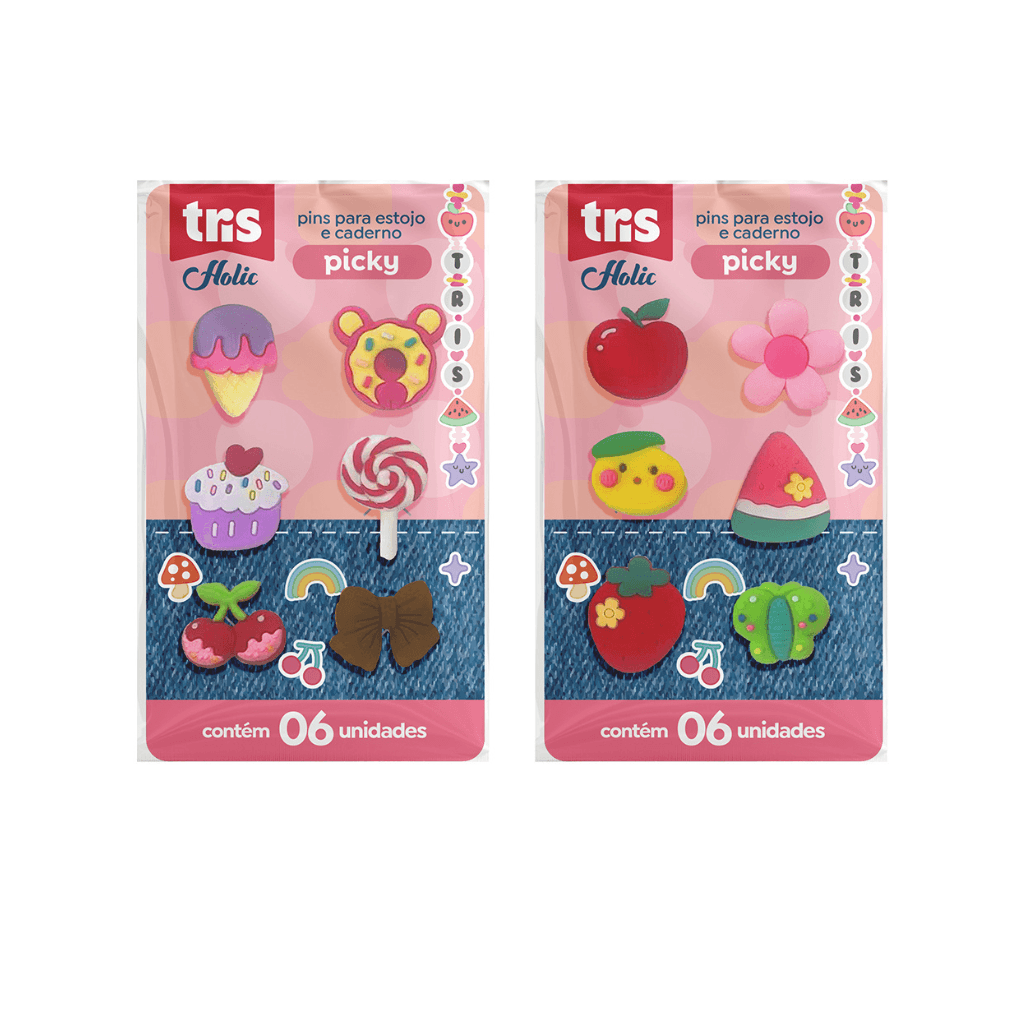 Pins Picky Holic Charm com 6 Pins - TRIS - BLISTER
