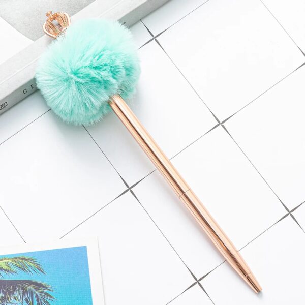 Caneta Metálica Luxo Pompom Coroa