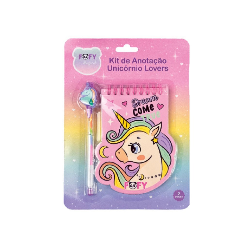 KIT de Anotações Unicórnio Lovers 2 Peças - FOFY - BLISTER