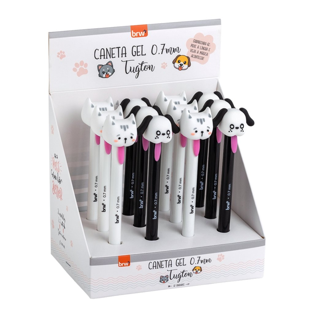 Caneta Esferográfica Gel 0.7mm Tugton Puxa língua - BRW - UND