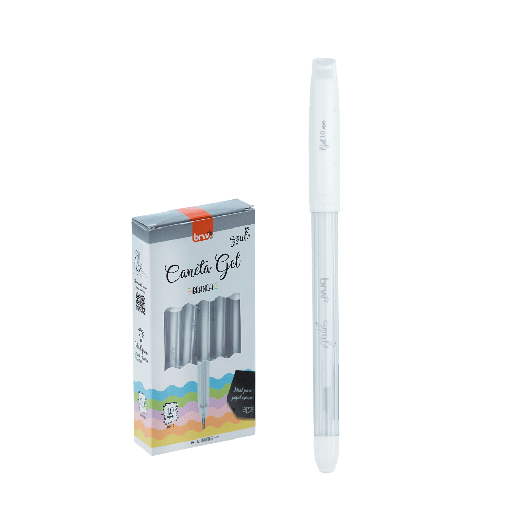 Caneta Esferográfica Gel BRANCA 1.0mm - BRW - CX 12 UND