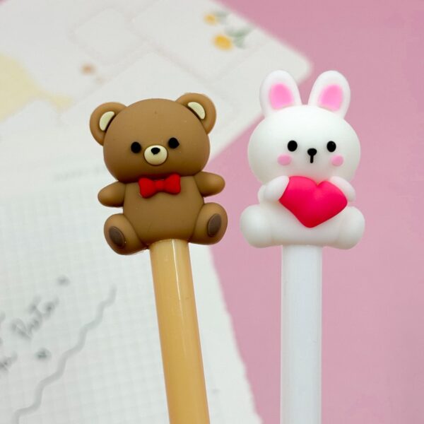 Caneta Fofa Ursinho e Coelhinho Love - Pacote 6 und