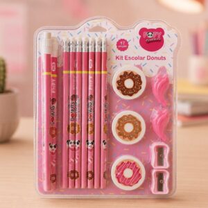 Kit Escolar Donuts Panda Cute 17 Peças - FOFY - BLISTER