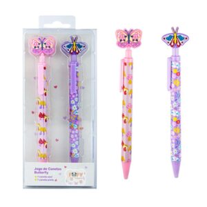 Jogo de Canetas Butterfly Estampada - FOFY - BLISTER 2 UND