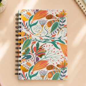 Caderno de Anotação Espiral Branco Floral 80 Fls 21x14,5cm - KAZ - UND