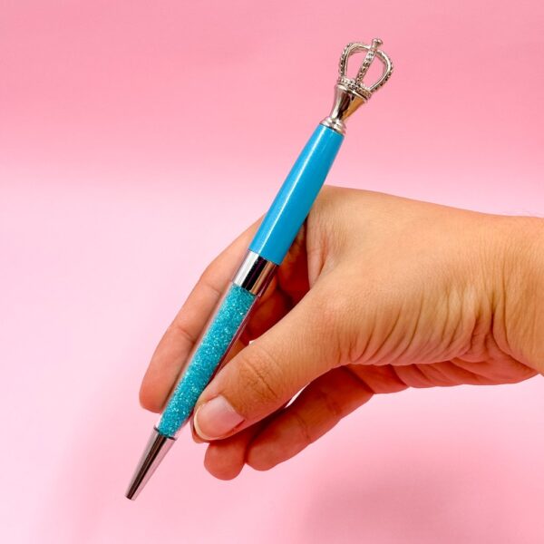 Caneta Luxo Coroa Color Pedrinhas - Kit 4 Und