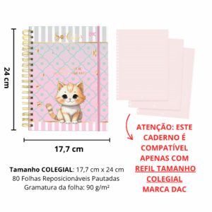 Caderno Smart Colegial So Cute Cat 80 fls - DAC