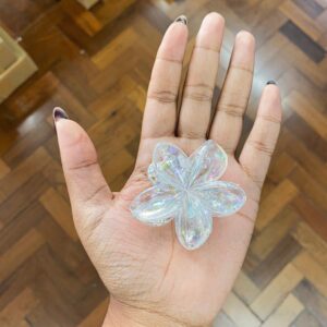 Presilha Piranha Flor TRANSPARENTE  CLEO 6 cm - IMPORTADO - PACOTE 6 UND