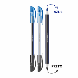 Caneta Esferográfica Doble Azul e Preto 1.0mm - TRIS BAZZE - POTE 24 UND