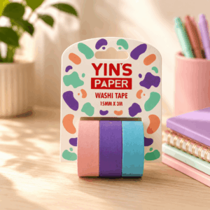 Fita Adesiva Washi Tape Color Pastel 15mm x 3m - YINS PAPER - BLISTER