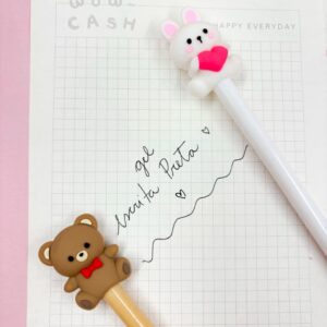 Caneta Fofa Ursinho e Coelhinho Love - Pacote 6 und