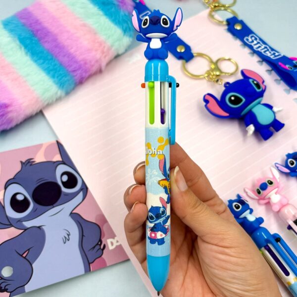 Caneta 6 Cores Corpo Perolado Stitch